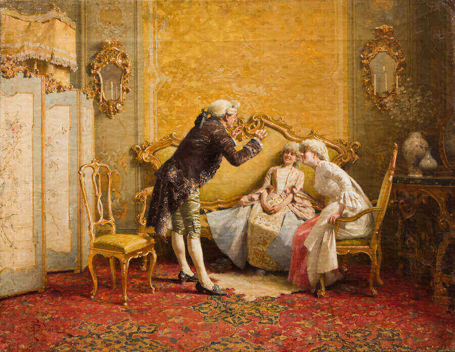 2. Giovanni Paolo Bedini Colloquio galante olio su tela 355 x 455 cm collezione privata