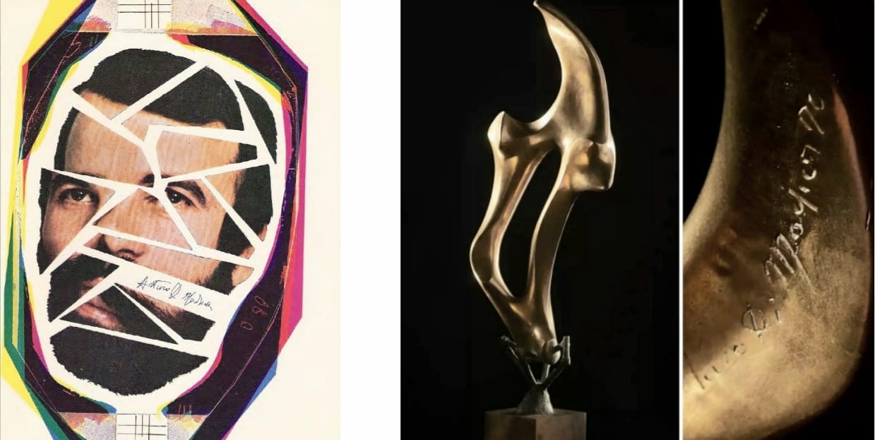 d'invito della mostra a Villa Park di Fiesole. Scultura bronzea. Firenze 1970.