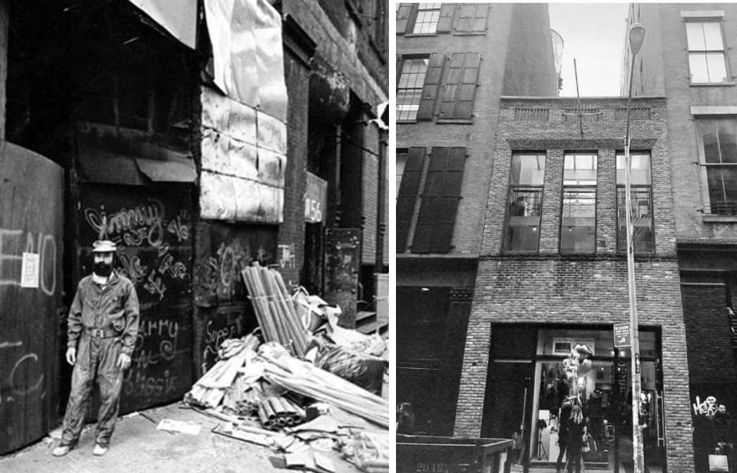 Di Modica e la sua casa di Crosby Street 54, Soho, New York.