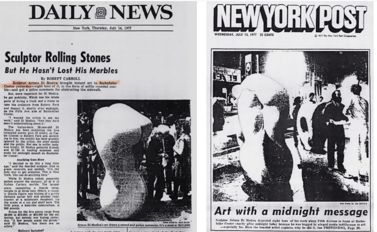 Frontpage Daily News, 14 luglio 1977 e New York Post, 13 luglio 1977